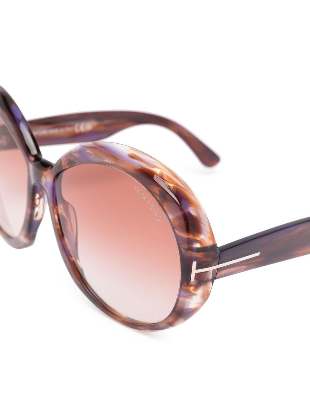 Shop Tom Ford Marbled Round-frame Sunglasses In Brown