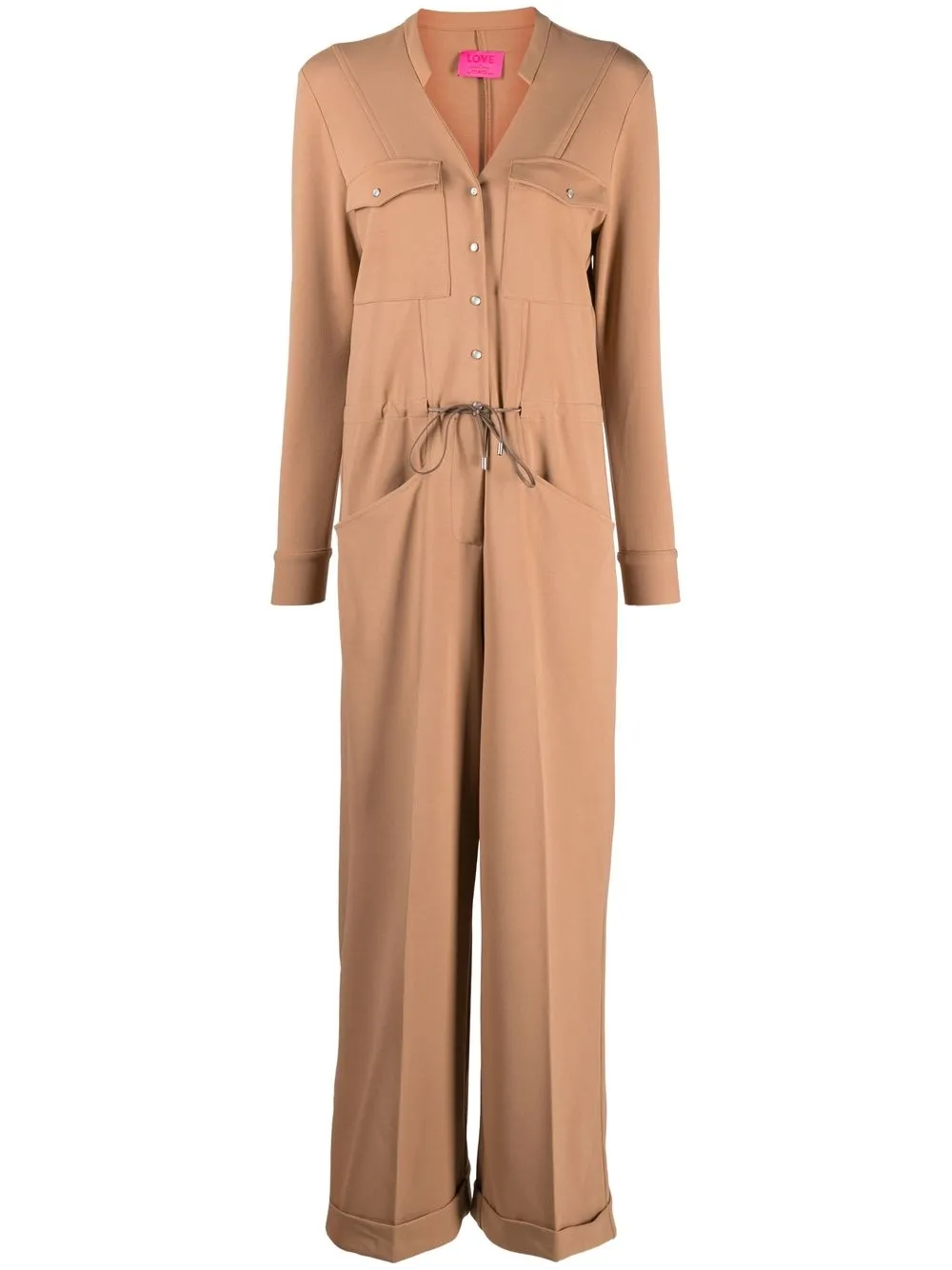 

Merci V-neck long-sleeve jumpsuit - Neutrals