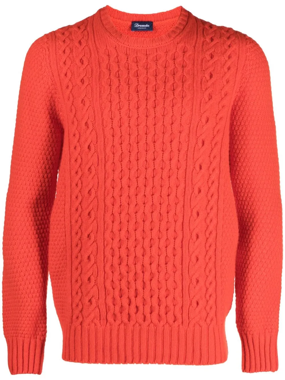 

Drumohr cable-knit round neck jumper - Orange