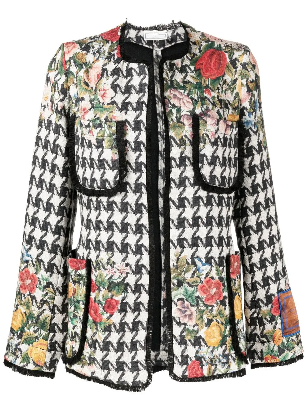 

Pierre-Louis Mascia houndstooth floral-embroidered jacket - Multicolour