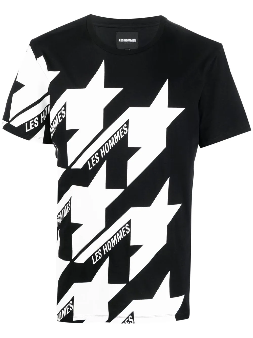 LES HOMMES star-print logo-print T-shirt - Black
