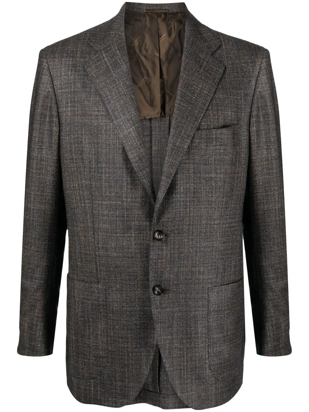 

Kiton checked single-breasted blazer - Brown