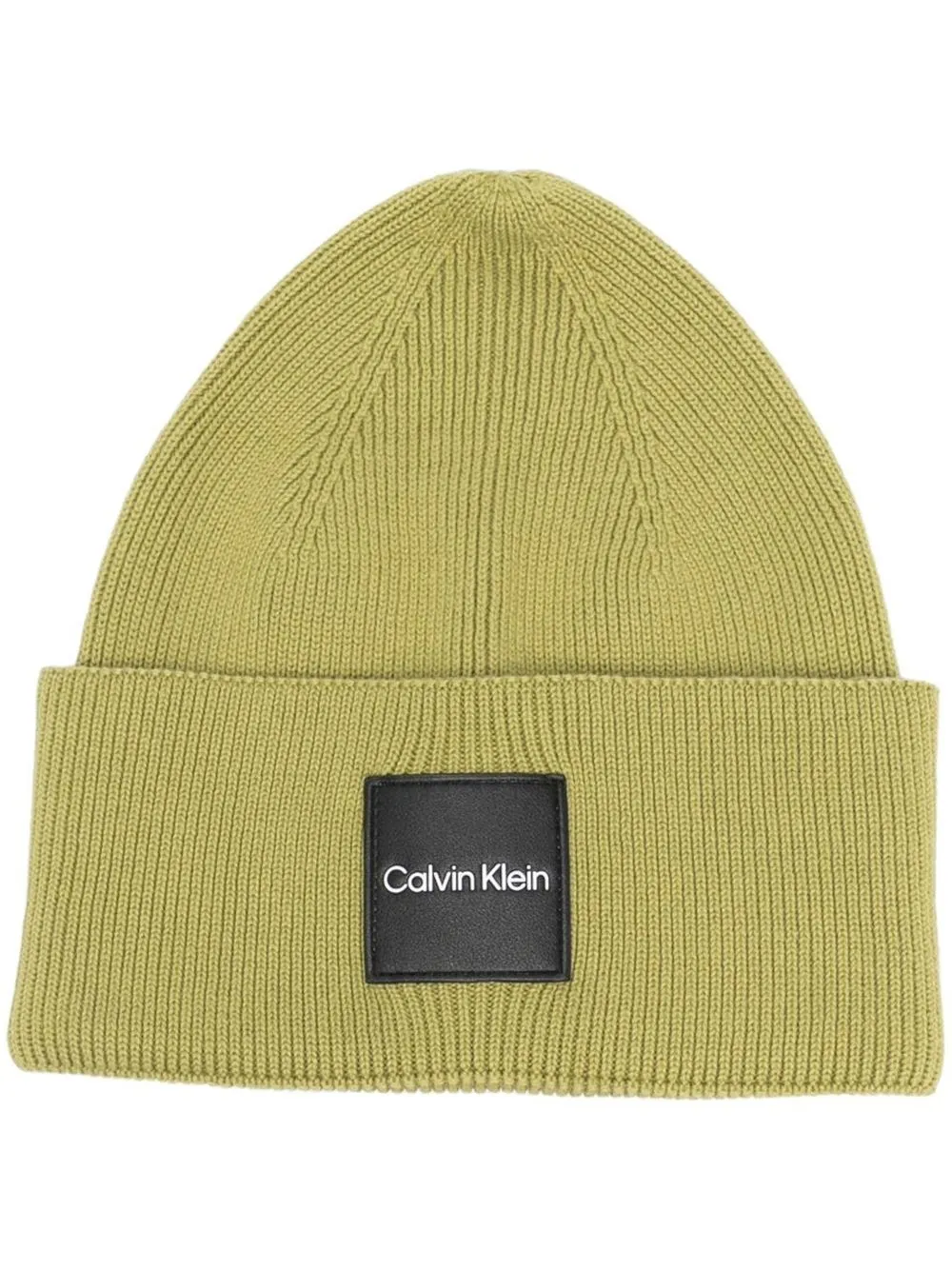 

Calvin Klein logo-patch rib-knit beanie - Green