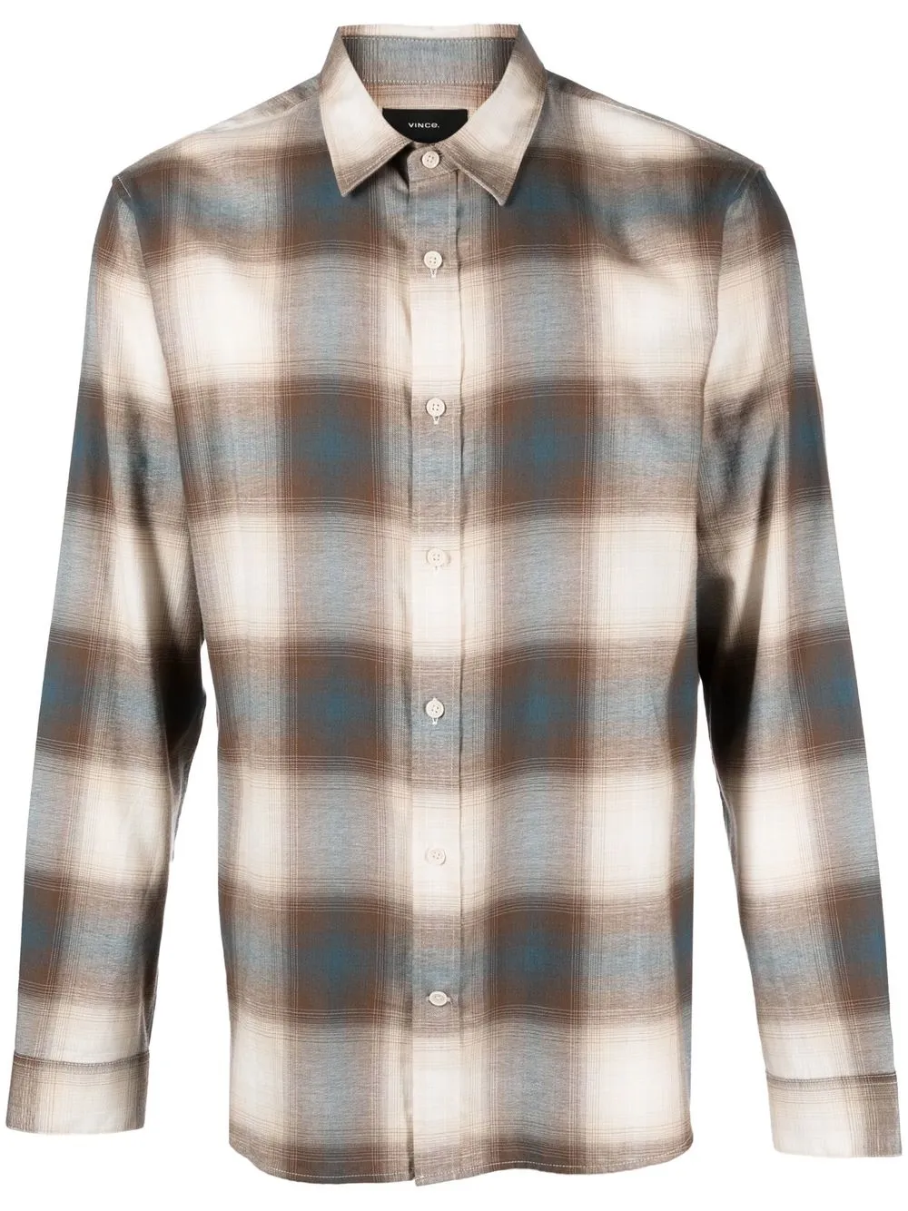 

Vince checked cotton shirt - Neutrals