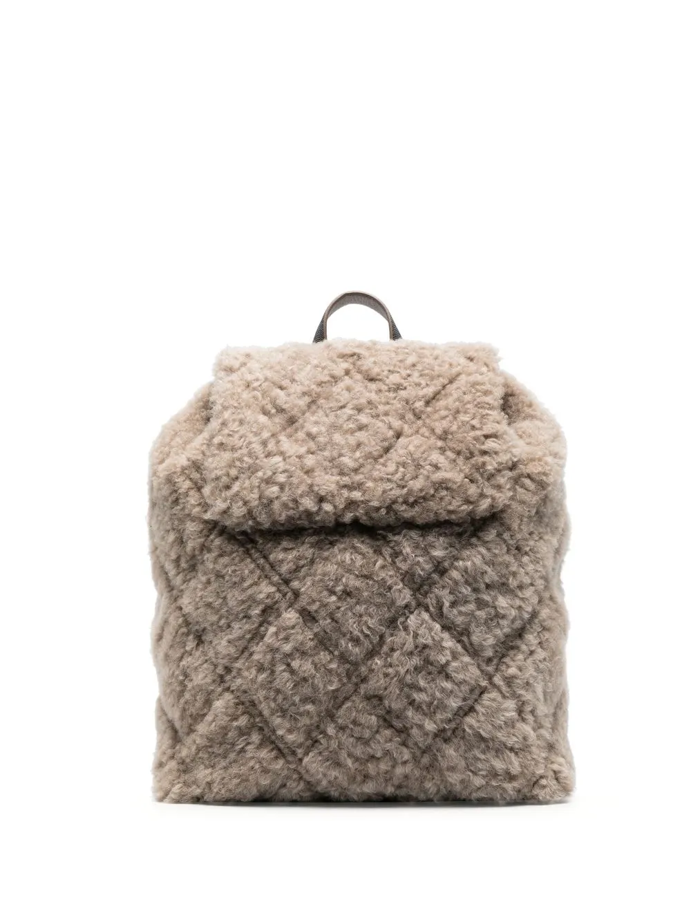 

Brunello Cucinelli diamond-pattern shearling backpack - Brown