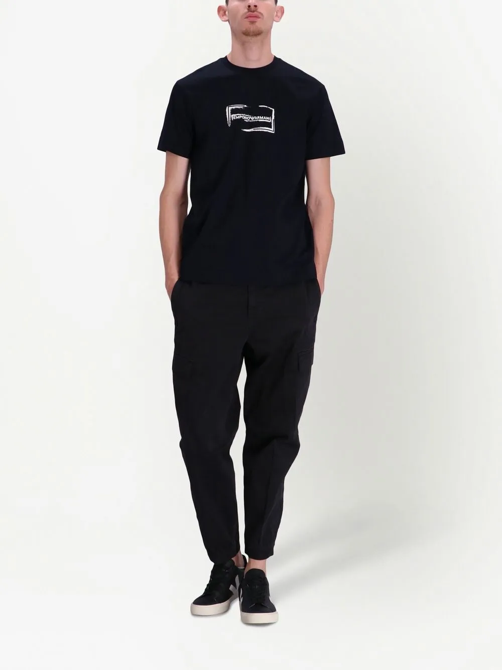 Emporio Armani T-shirt met logoprint - Zwart