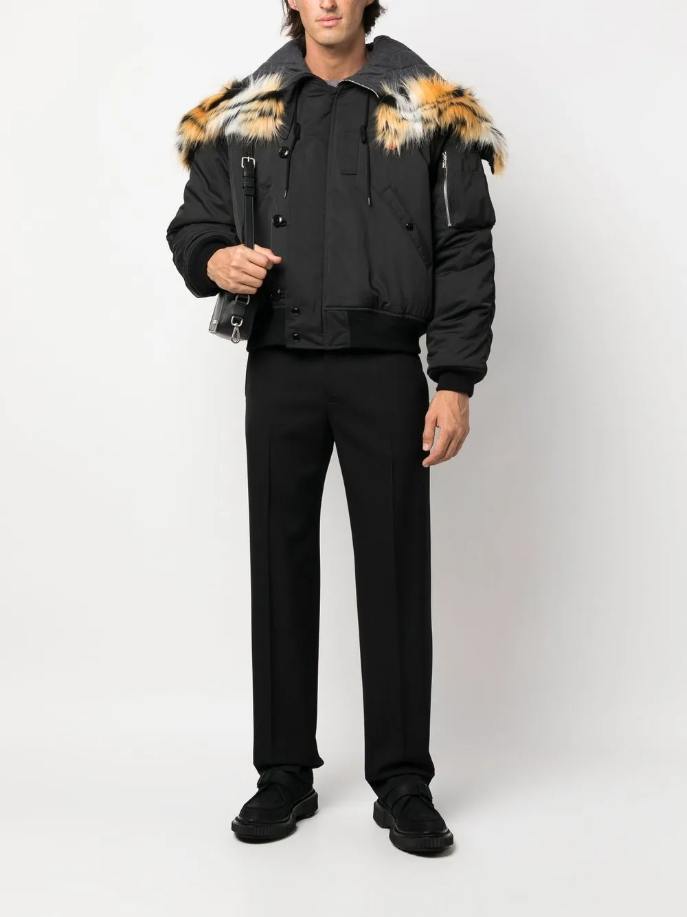 kenzo tiger-collar bomber jacket - black