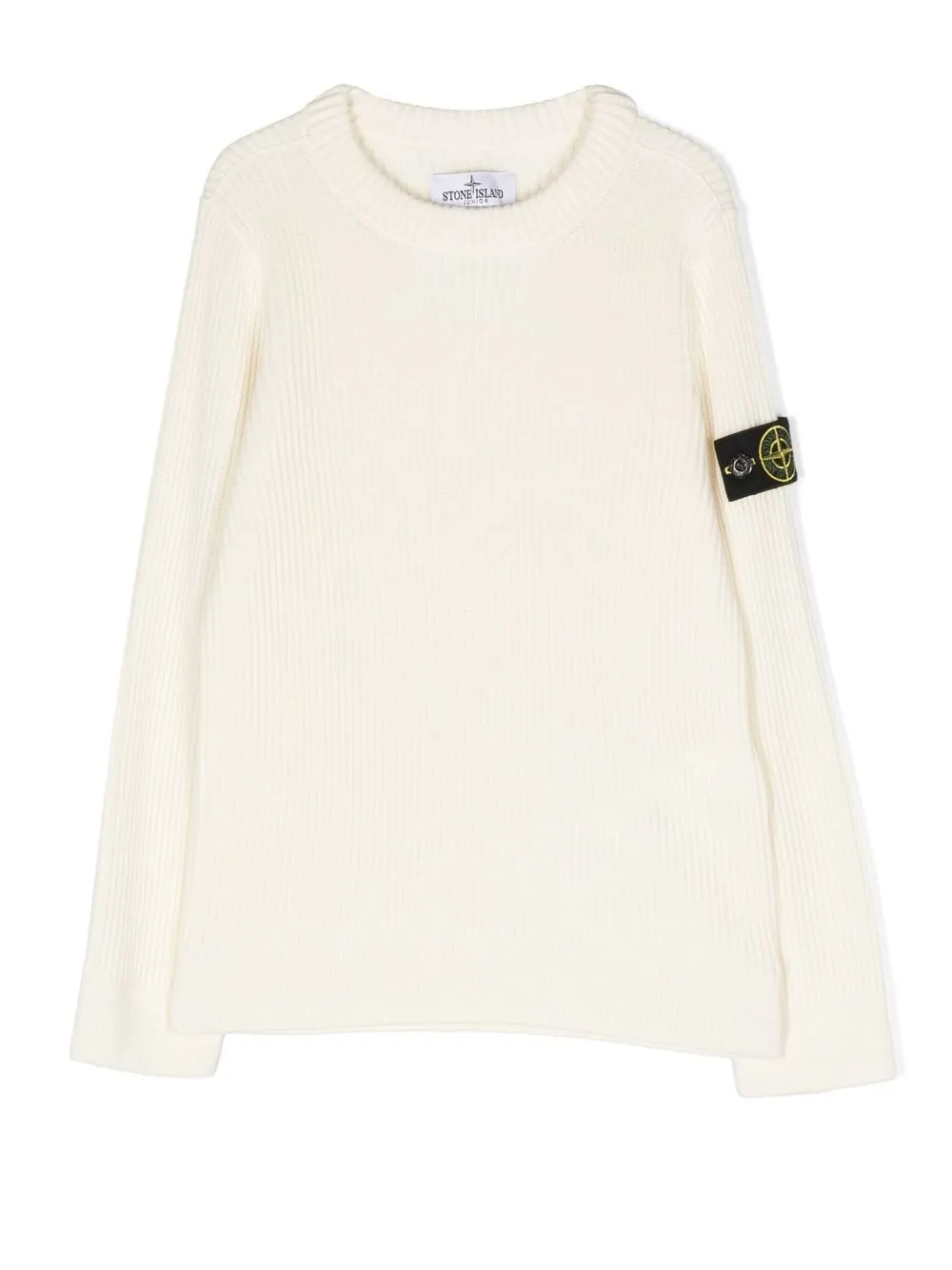 Stone Island Ribbed-knit Long-sleeve Sweater In White