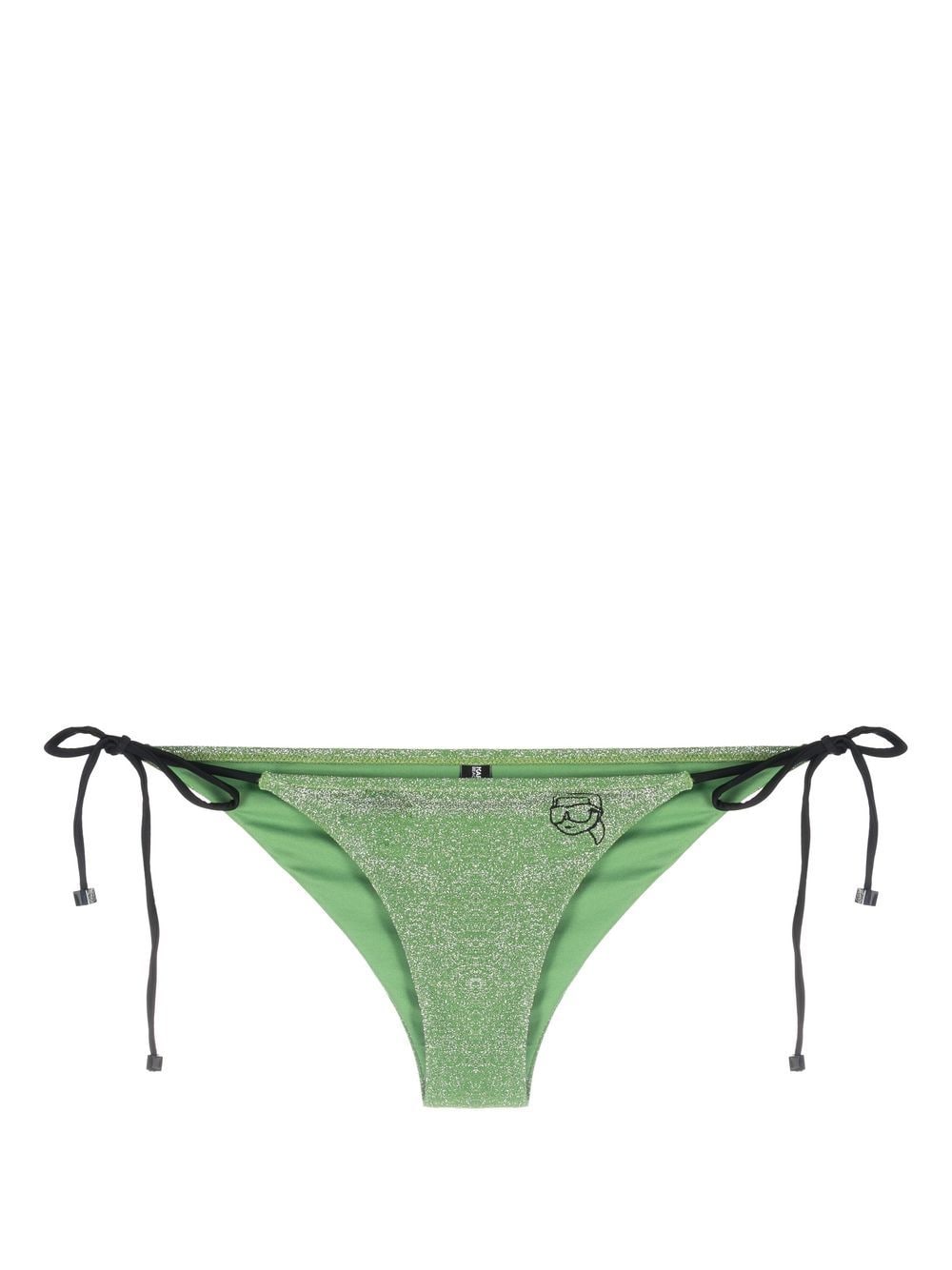 Karl Lagerfeld Ikonik 2.0 Lurex Tied Bikini Bottoms In Green