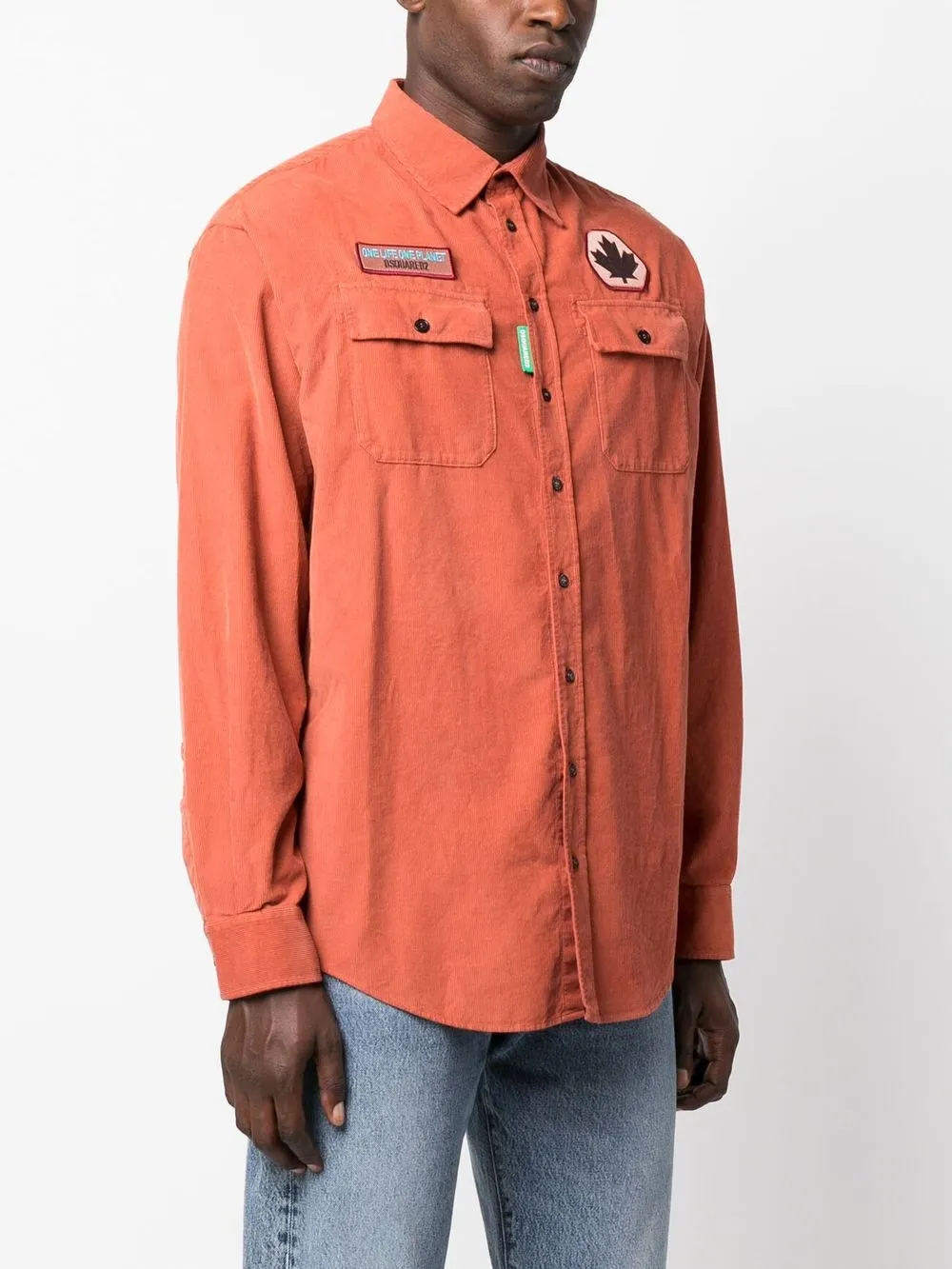  Dsquared2 Logo-patch Long-sleeve Shirt - Orange 