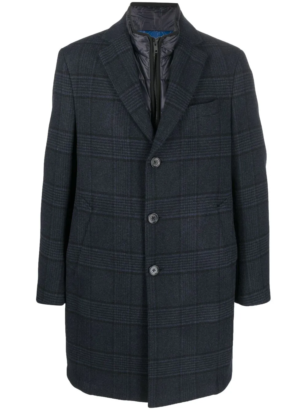 

Fay plaid wool-blend coat - Blue