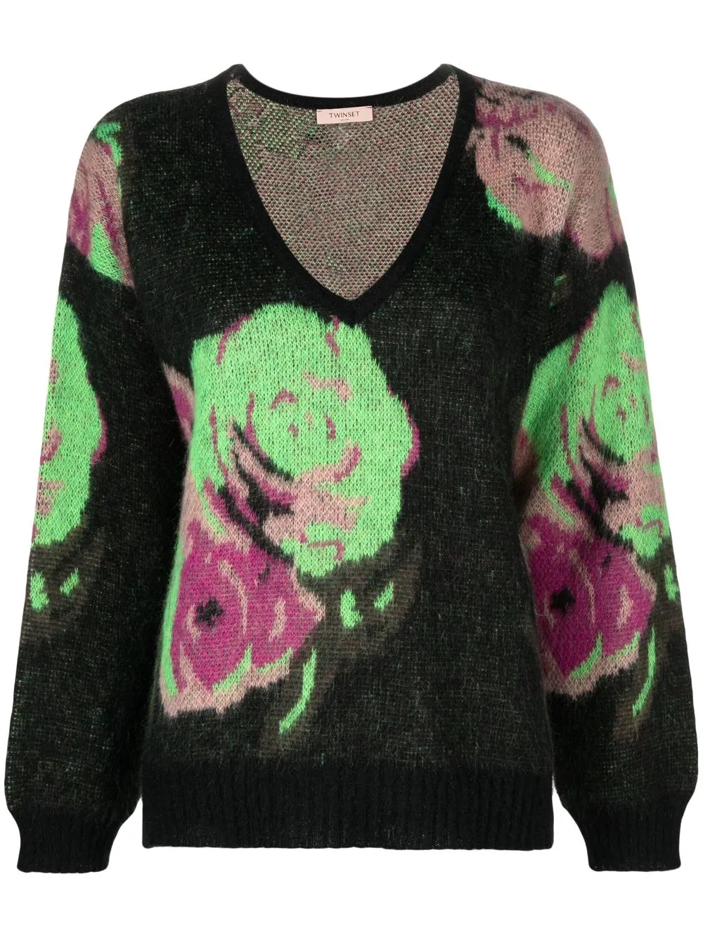 

TWINSET floral-print piqué jumper - Black