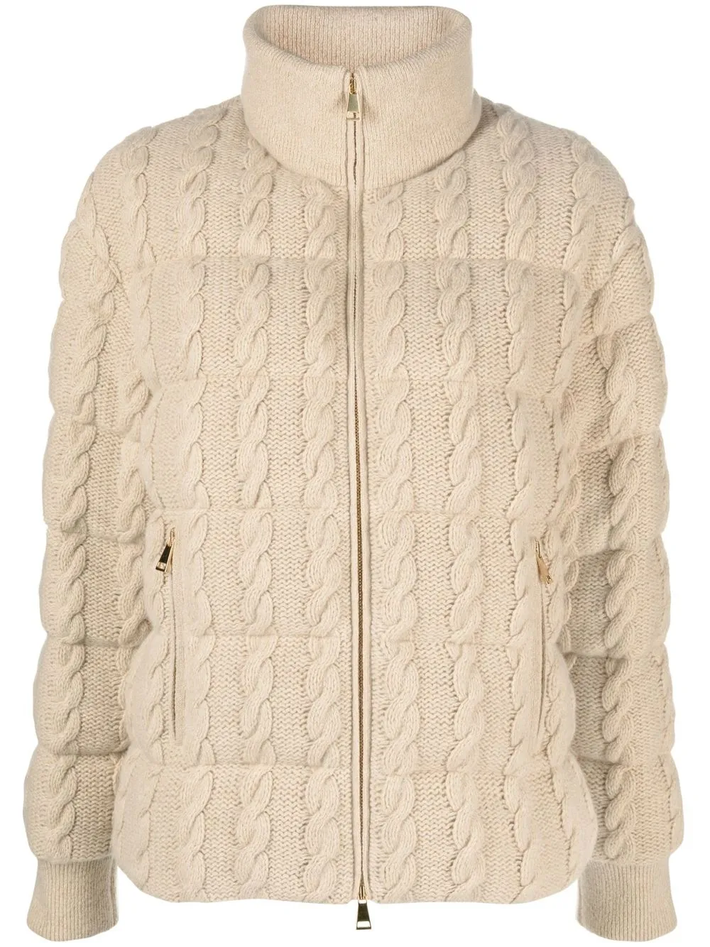 

Moncler cable knit padded jacket - Neutrals