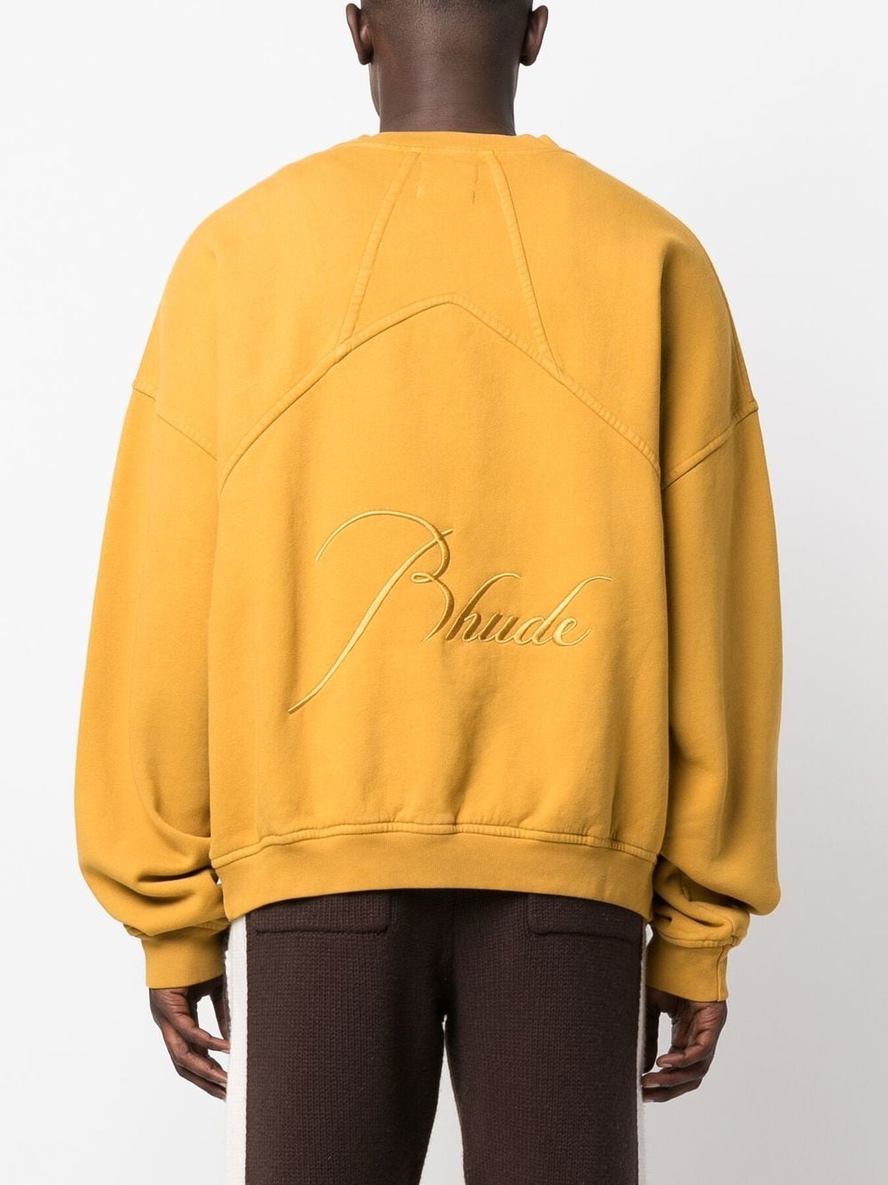 Shop Rhude Logo-embroidered Panelled Sweatshirt In Yellow