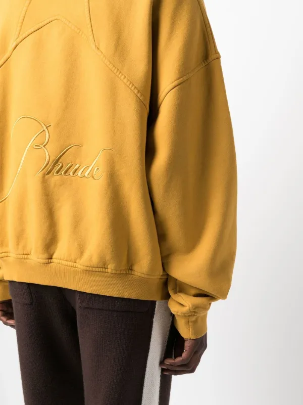 RHUDE ロゴ スウェットシャツ RHUDE logo-embroidered Panelled Sweatshirt | Yellow