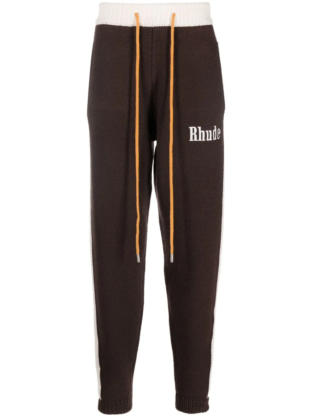 

Rhude logo-embroidered knitted track pants - Brown