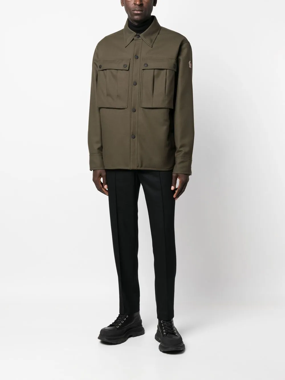 Moncler Grenoble Shirtjack met gewatteerd vlak - Groen
