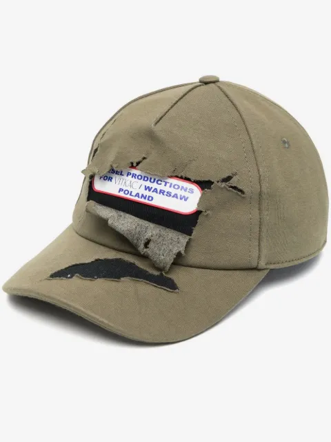 Diesel distressed-finish logo-patch cap