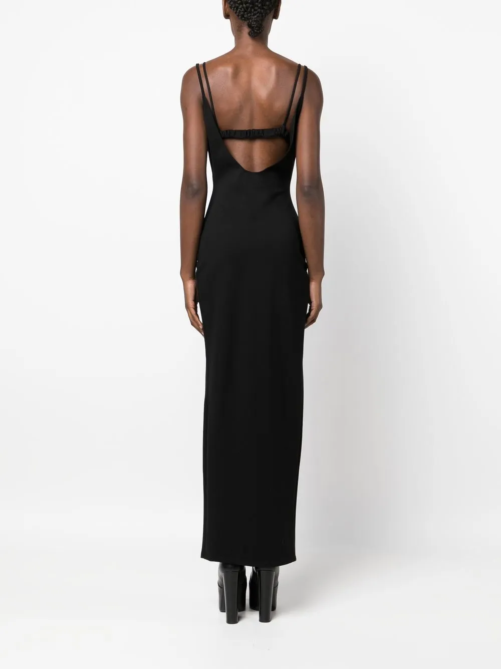 rhude cut out dress RHUDE cut-out Layered Maxi Dress | Black