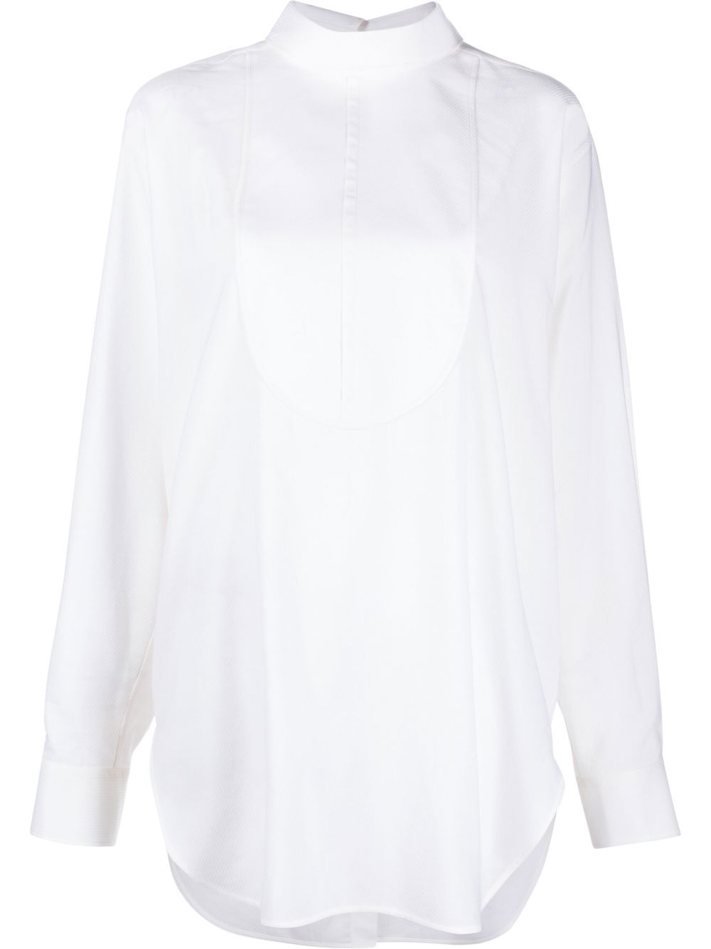 QUIRA bib-detailed long-sleeved shirt - White