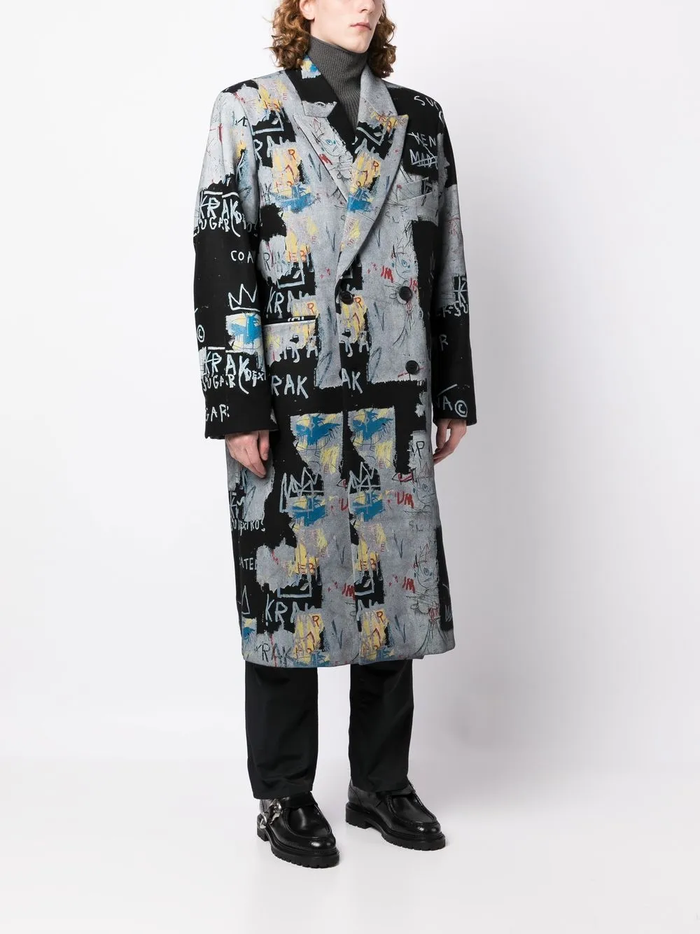 Shop Misbhv Graphic-print Double-breasted Coat In Mehrfarbig