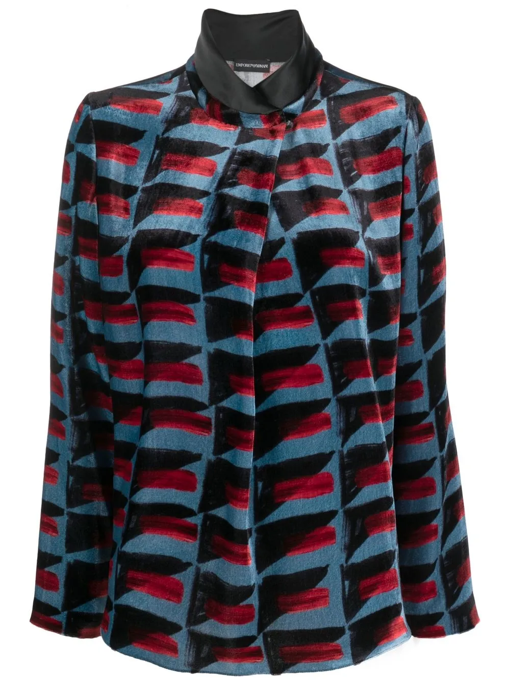 

Emporio Armani abstract-print long-sleeve blouse - Blue