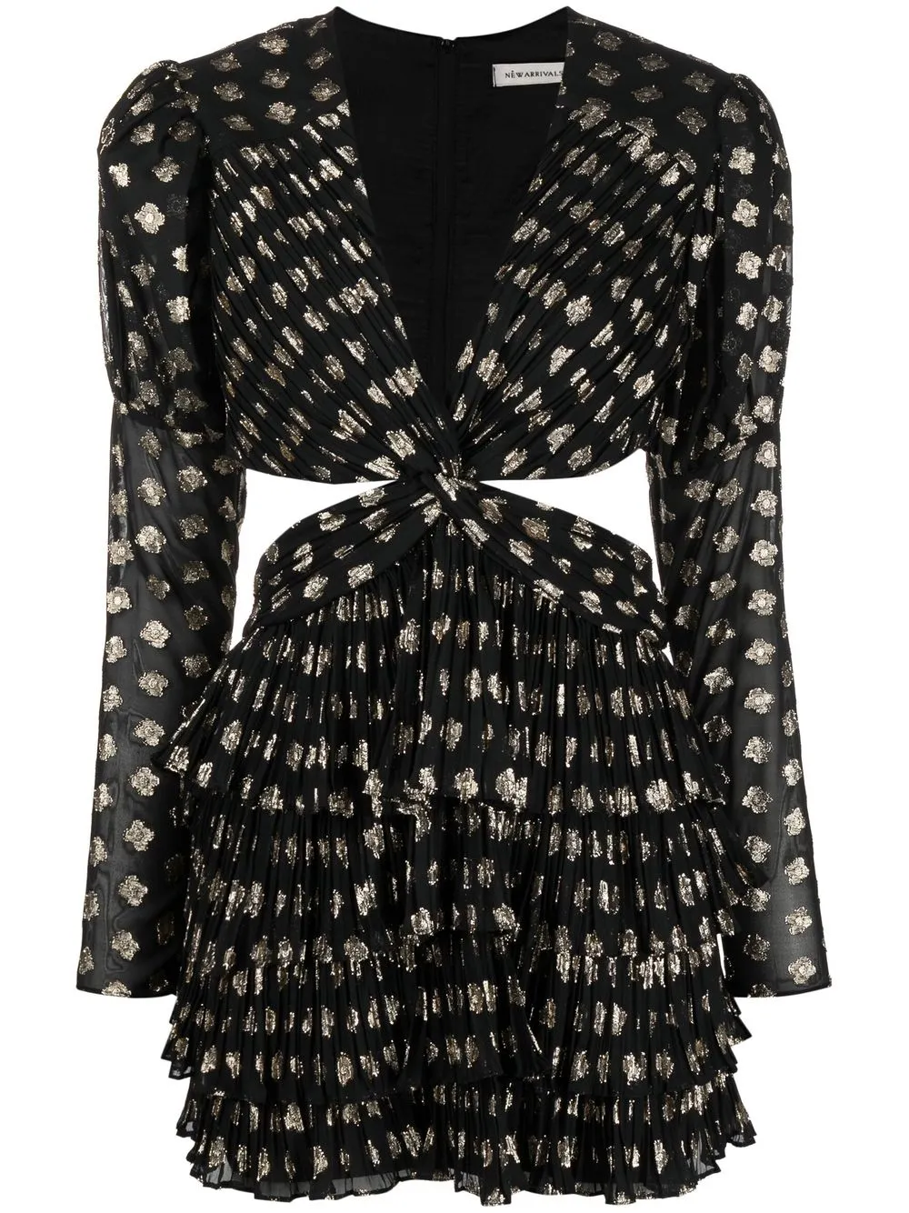 

NEW ARRIVALS metallic-detail tiered dress - Black