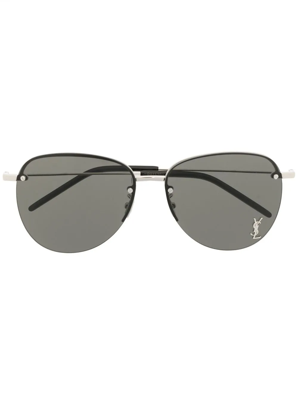 

Saint Laurent Eyewear logo-plaque pilot-frame sunglasses - Silver