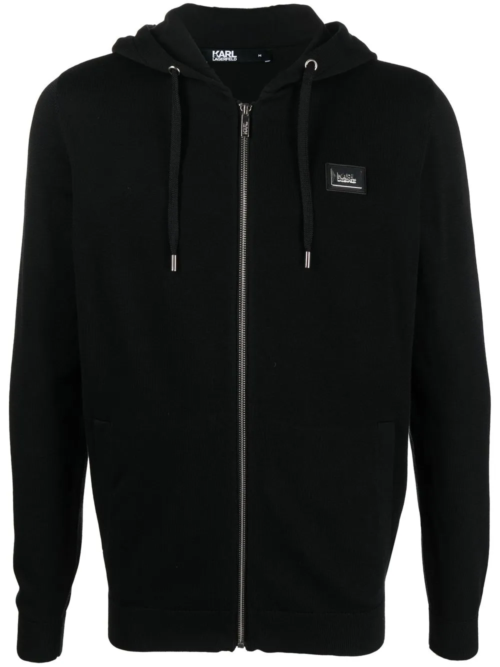 

Karl Lagerfeld logo-patch zip-up hoodie - Black