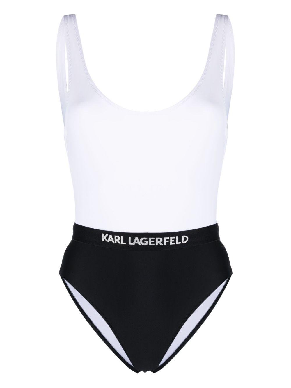 colour-block logo-waist swimsuit