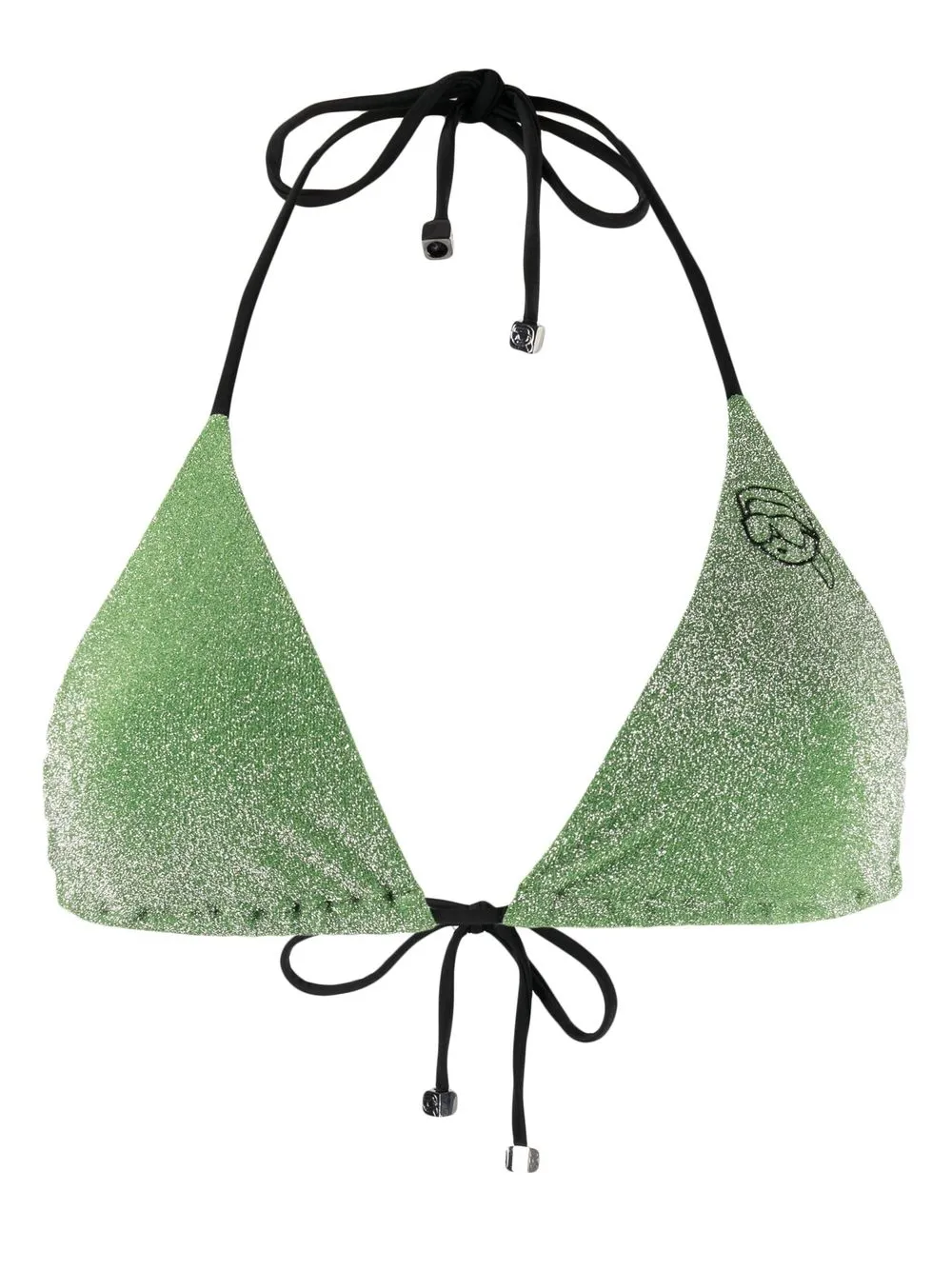 

Karl Lagerfeld metallic logo-embroidered bikini top - Green