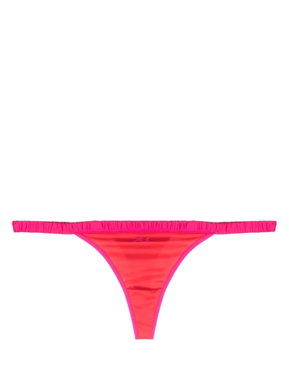 

Karl Lagerfeld two-tone satin thong - Red