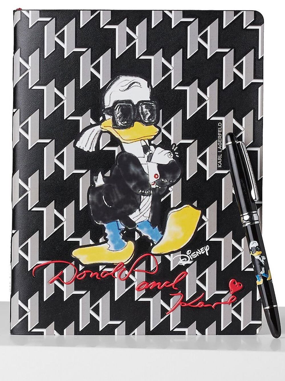 Karl Lagerfeld X Disney Logo Notebook And Pen Set In Black