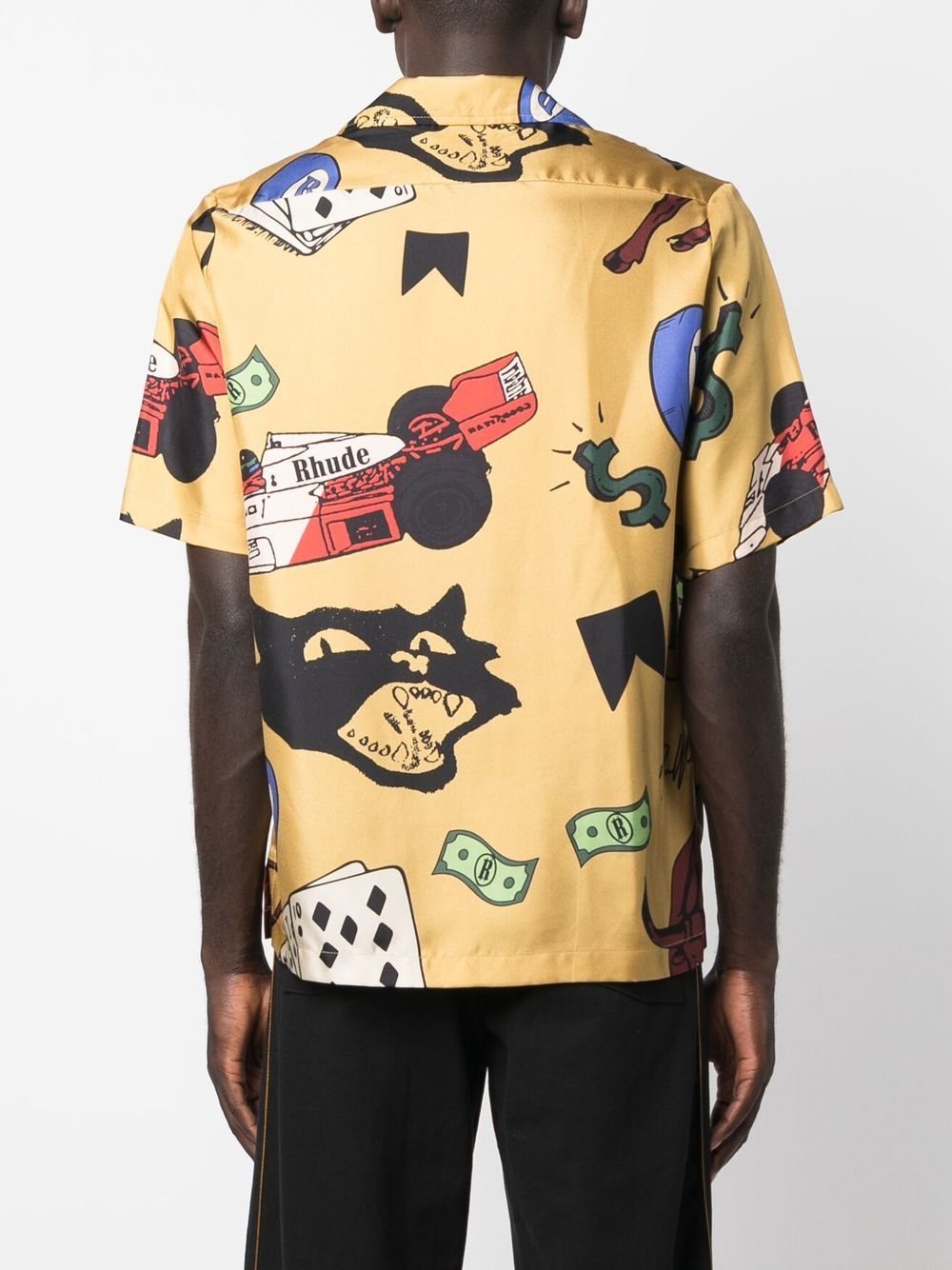 Shop Rhude Graphic-print Short-sleeved Shirt In Yellow