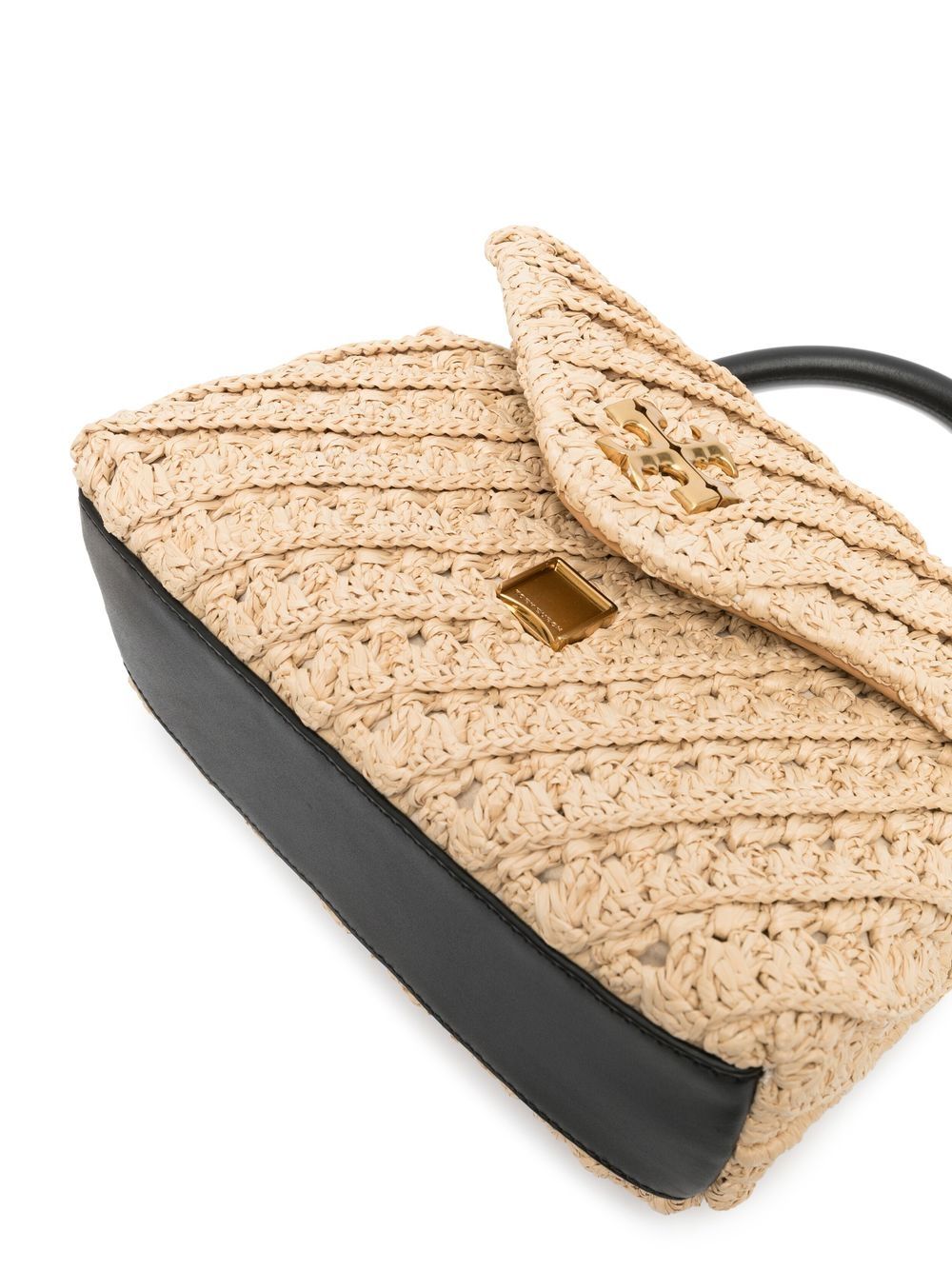 Tory Burch Neutrals Raffia Leather-trimmed Crossbody Bag