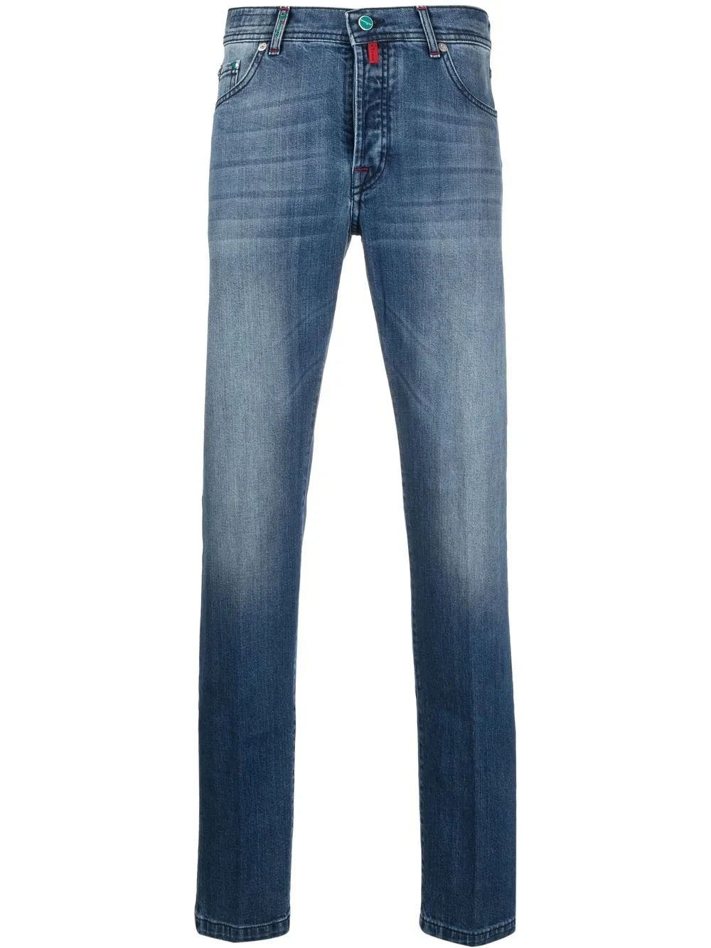

Kiton washed-denim straight-leg jeans - Blue