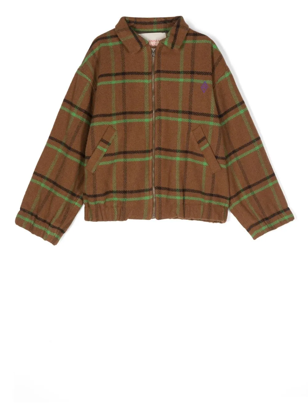 

The Animals Observatory checked logo-embroidered shirt jacket - Brown