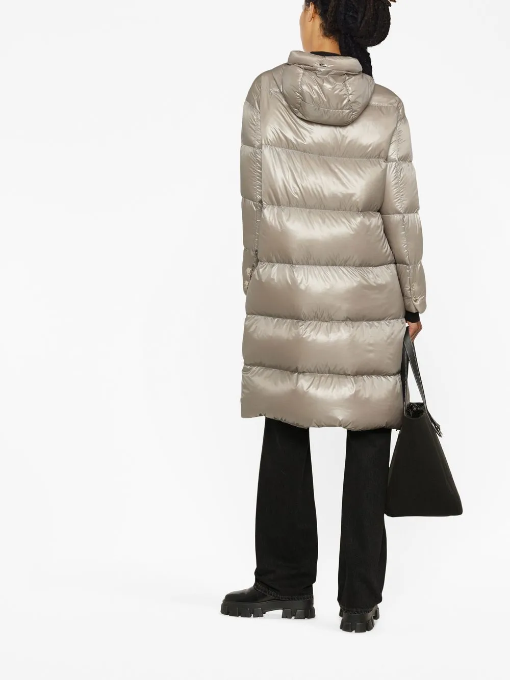 Herno Quilted Padded Zipped Coat In Grau
