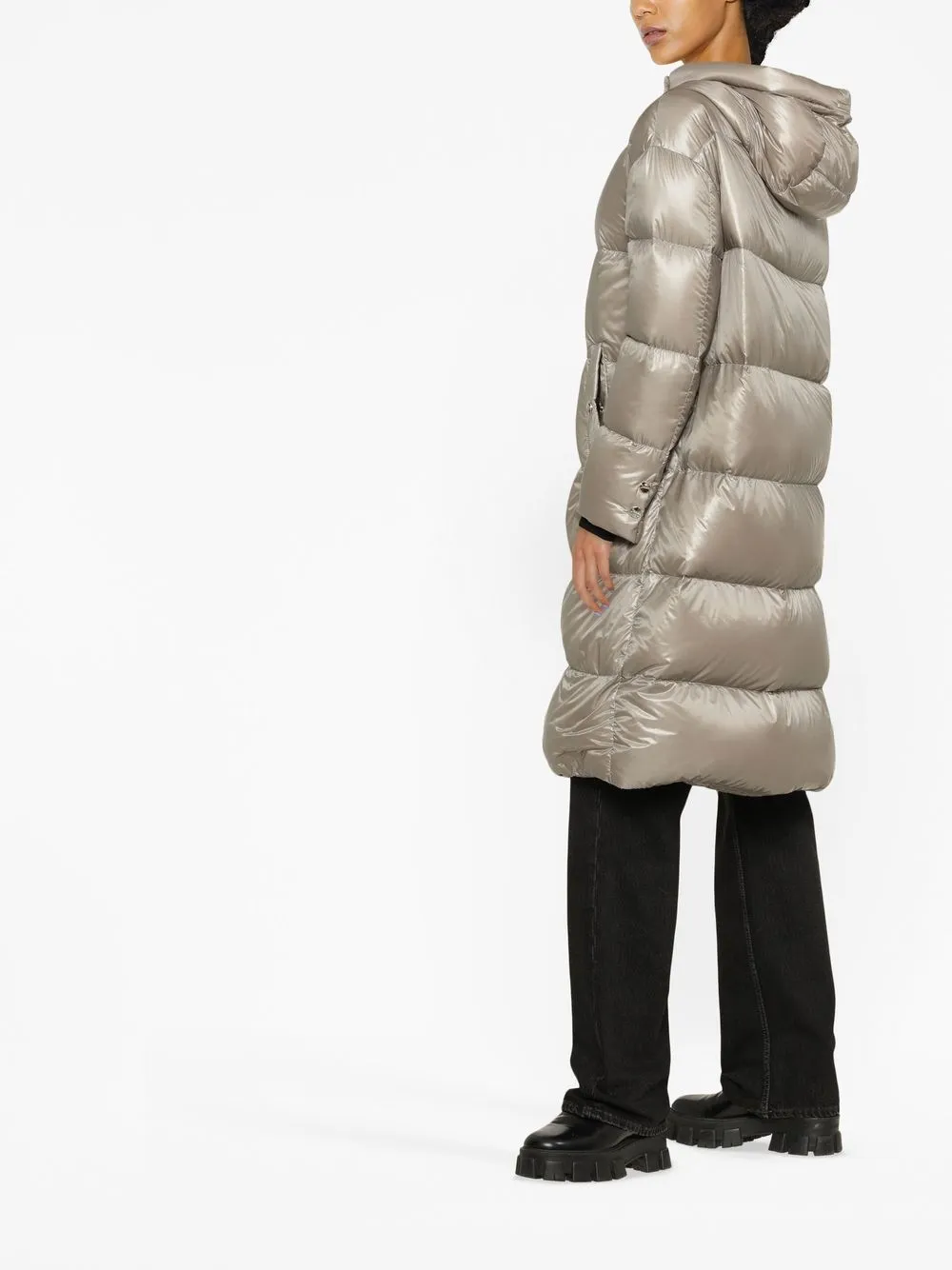 Herno Quilted Padded Zipped Coat In Grau
