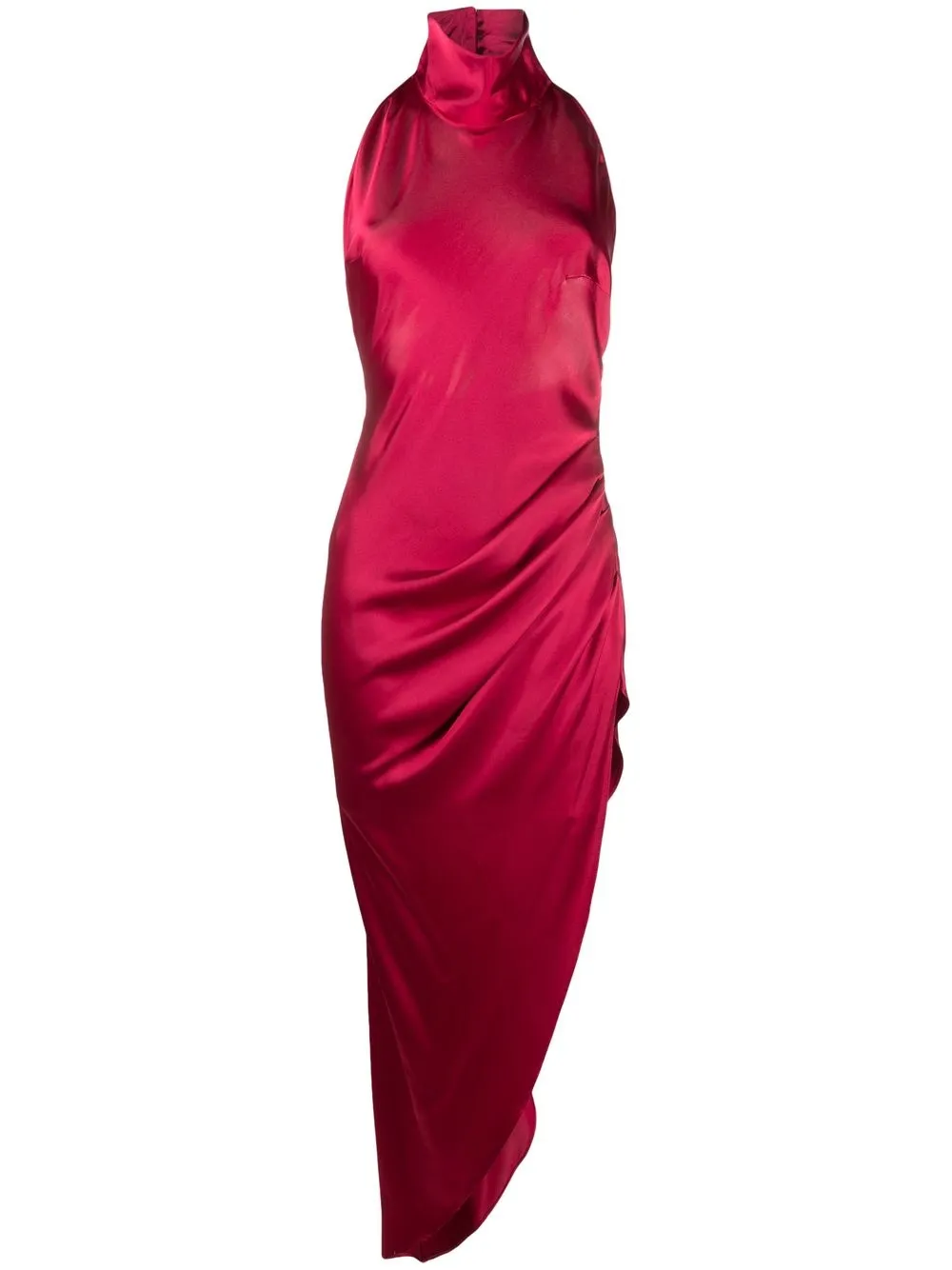 

NEW ARRIVALS asymmetric satin miid dress - Red