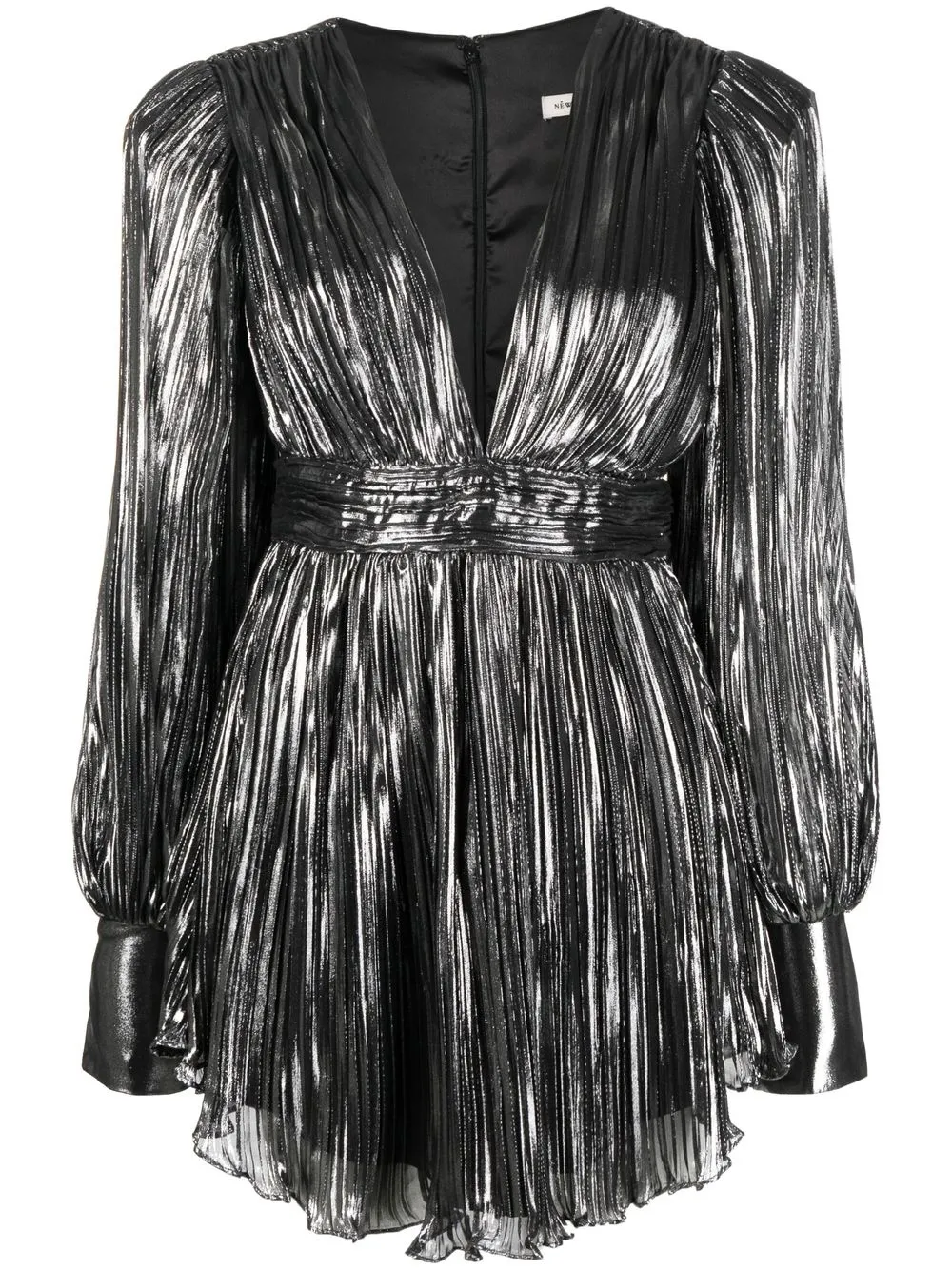 

NEW ARRIVALS V-neck metallic mini dress - Silver