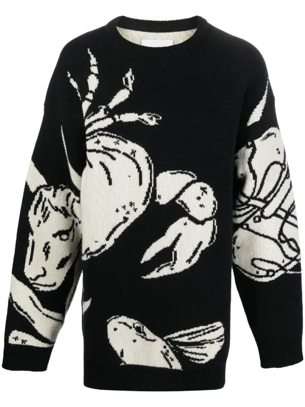 Jil Sander intarsia-knit Jumper | Black | FARFETCH