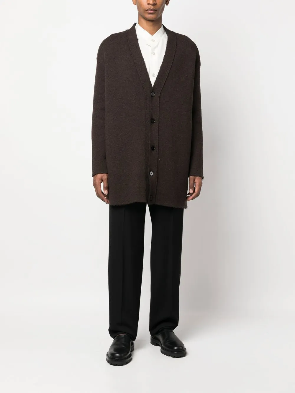 Shop Jil Sander Oversize V-neck Cardigan In Brown