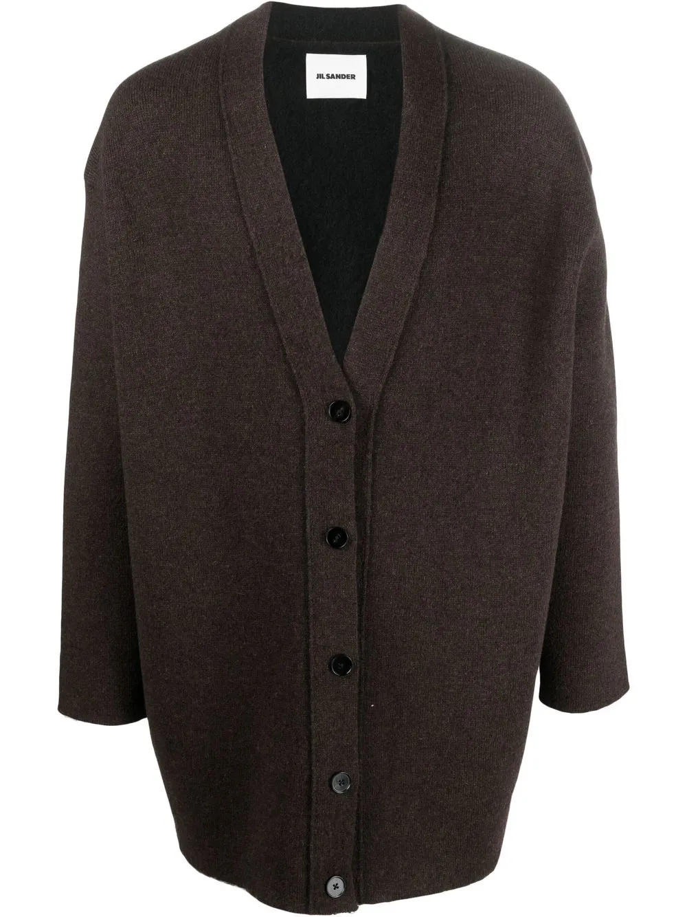 Oversize V-neck Cardigan In Brown