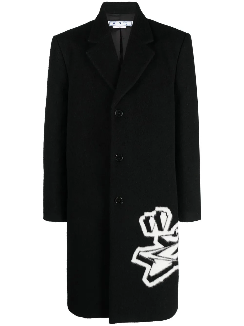 

Off-White intarsia-graffiti logo single-breasted coat - Black