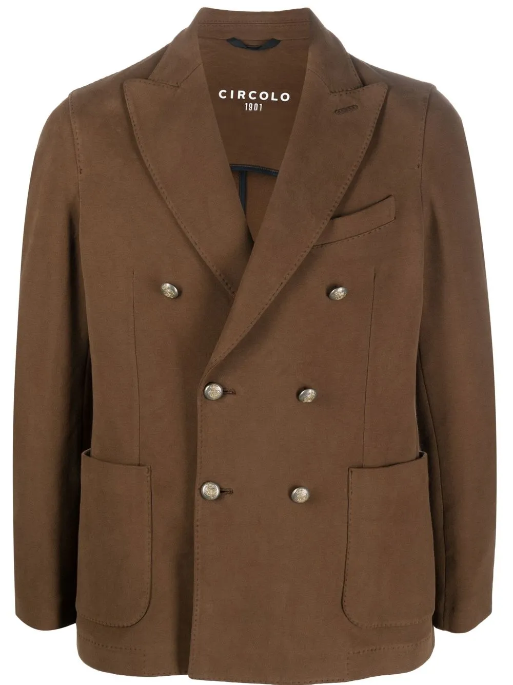 

Circolo 1901 double-breasted stretch-cotton blazer - Brown