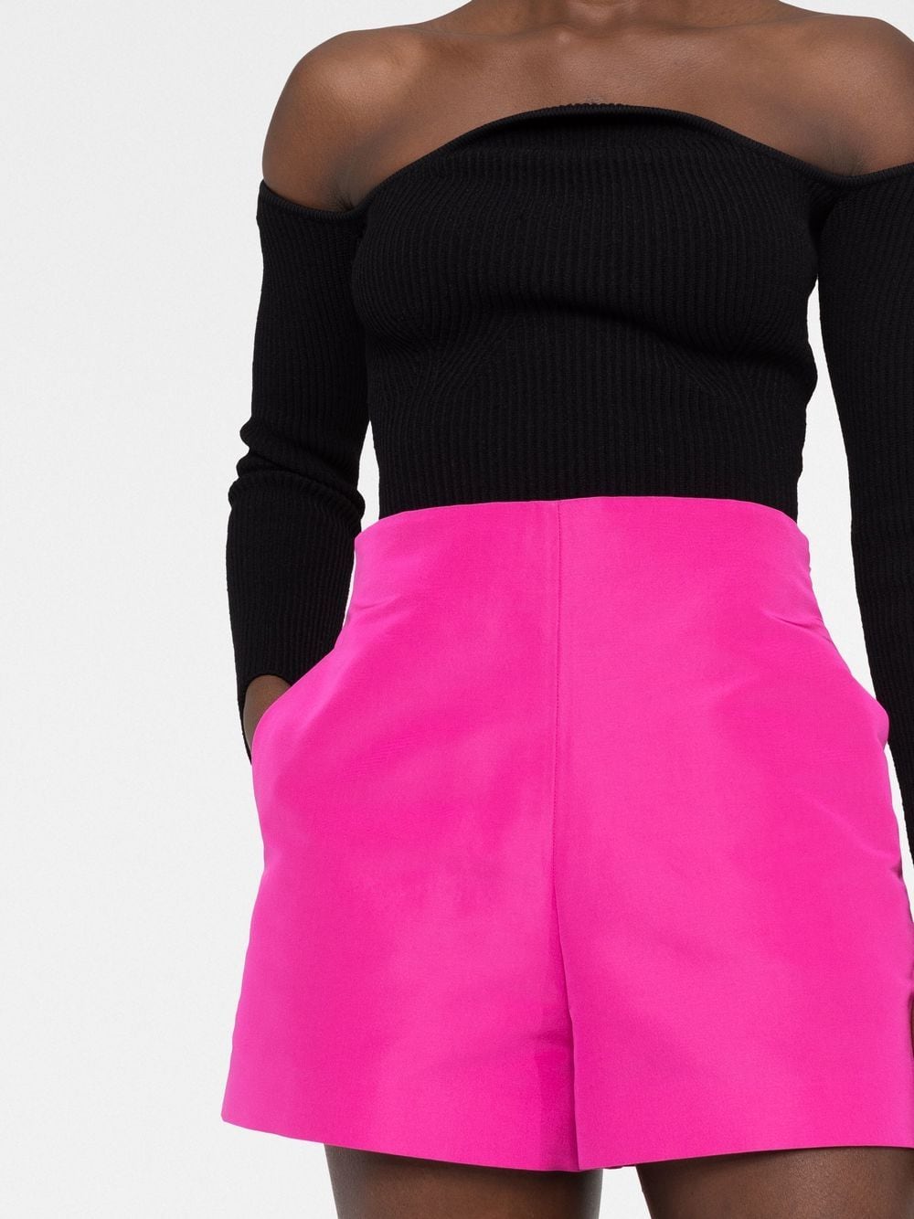 Shop Valentino High-waisted Silk Shorts In Pink
