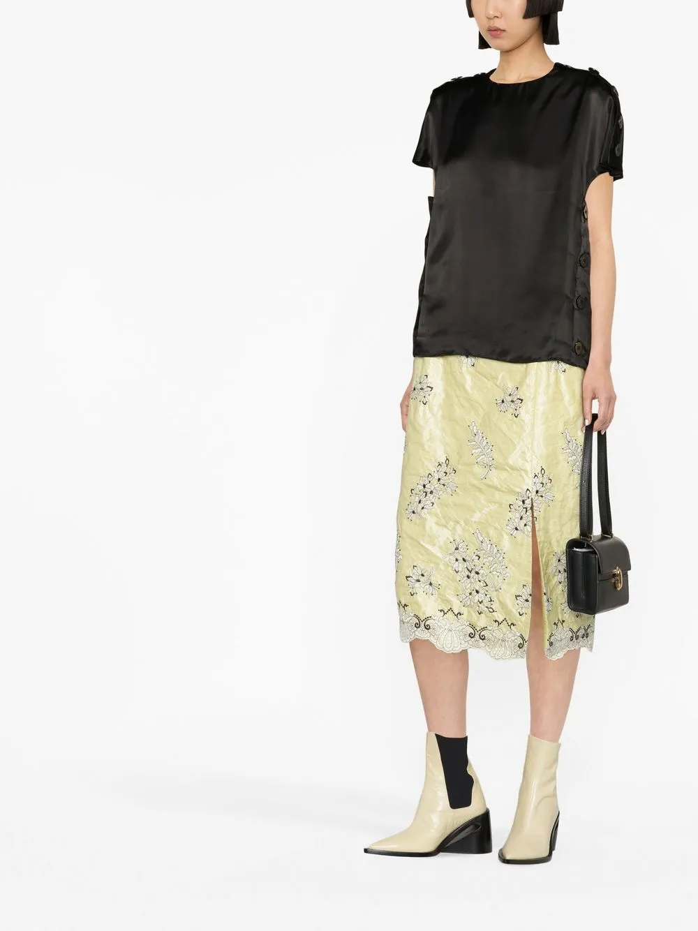 Jil Sander T-shirt met verfraaide knoop - Zwart