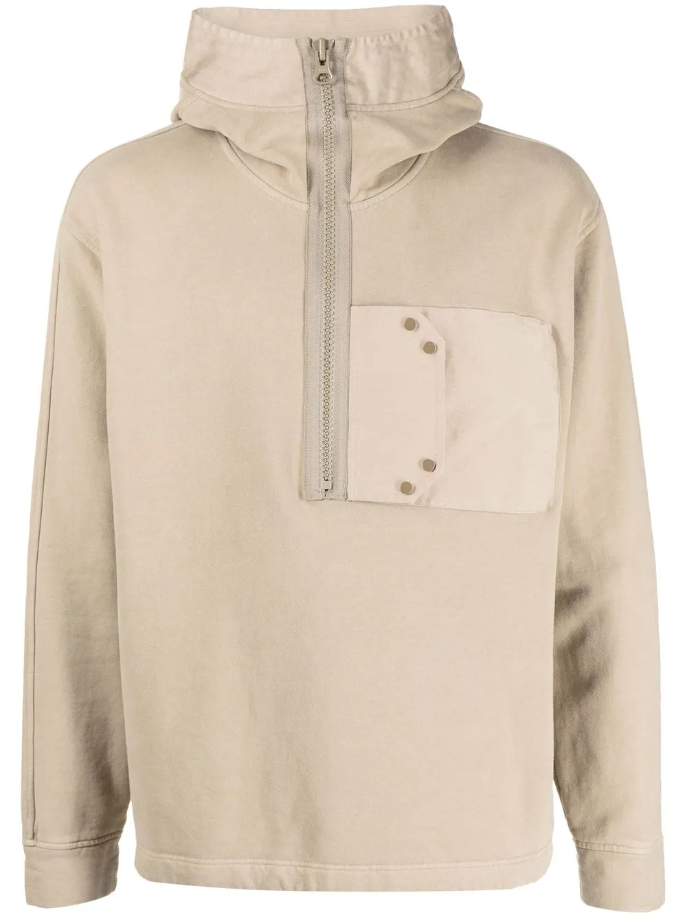 

Ten C logo-patch half-zip hoodie - Brown
