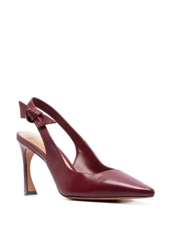 Burgundy Slingback Pumps Patent Leather Stiletto Heel Pumps